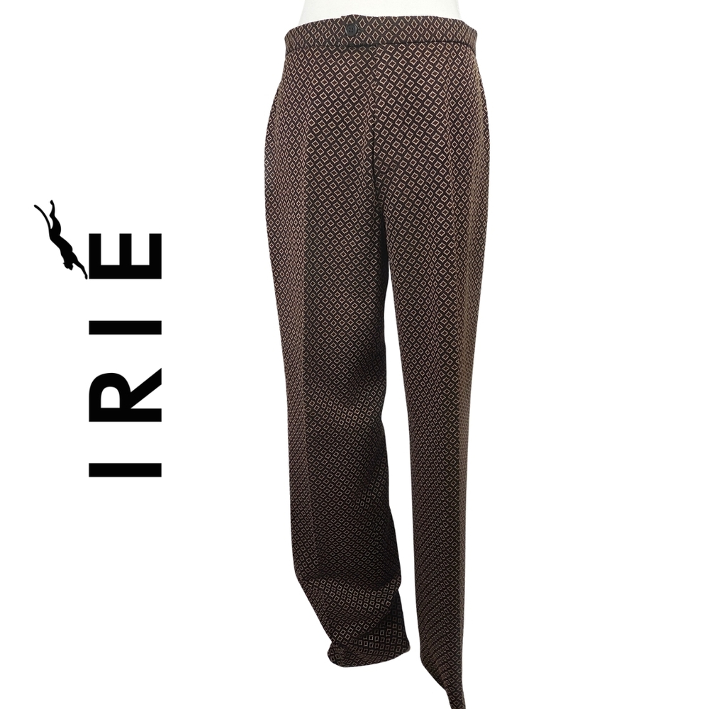 Brown Printed Wide-Leg Pants